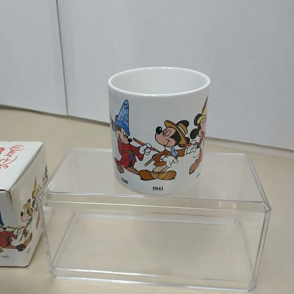Disney 1986 Mickey Mouse 1928 to 1955 Coffee Mug Applause Japan Apx 3 x 3.25.